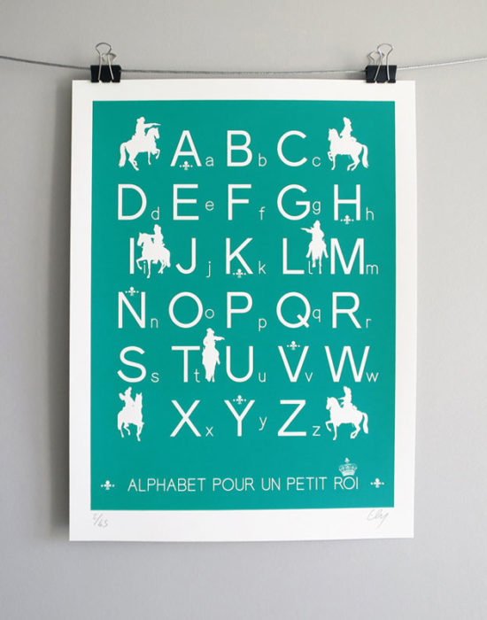 Ely Alphabet petit roi Sérigraphie Art Versailles